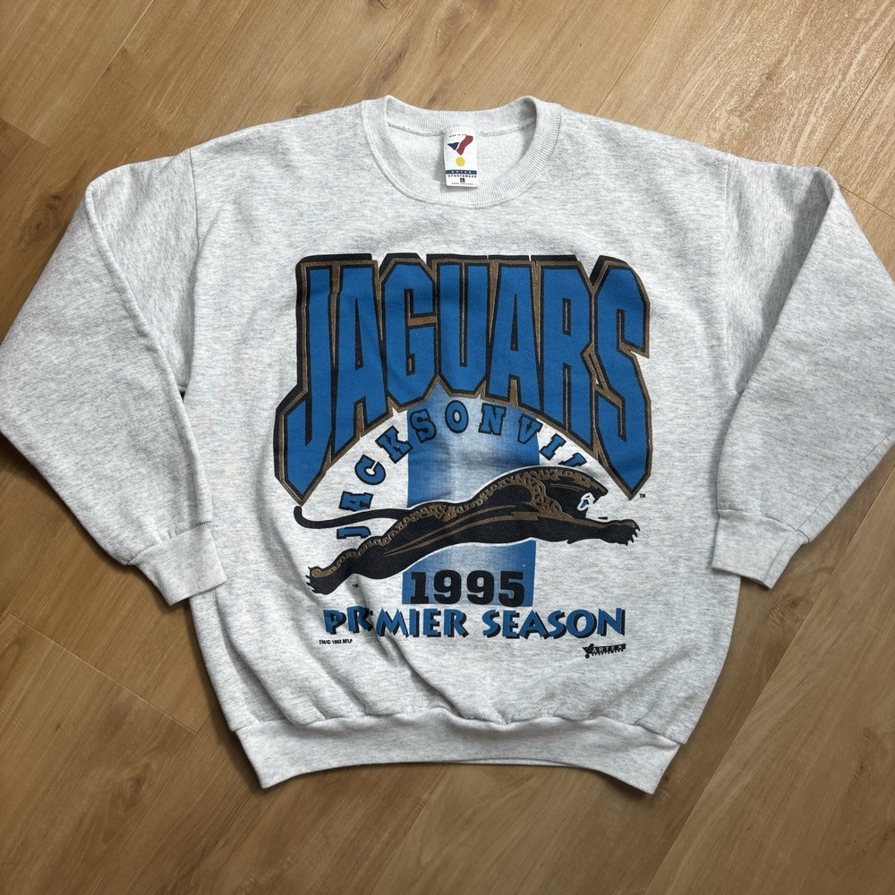 VTG NFL JACKSONVILLE JAGUARS 1995 PREMIER SEASON SWEATSHIRT BANNED‎ LOGO Sz L